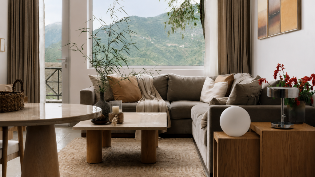 Moodboard estilo Japandi con mármol, madera natural y tonos neutros de MARMO Stone Store